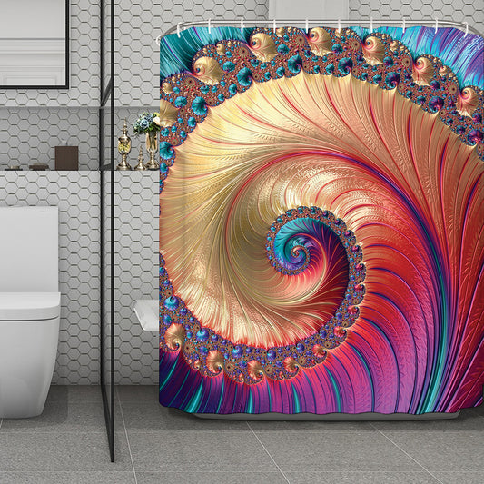 Infinite Fractal Print Polyester Shower Curtain