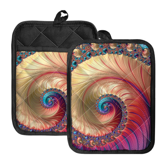Infinite Fractal Print Pot Holders With Pocket