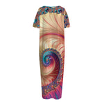 Infinite Fractal Print Short Sleeve Long Nightdress