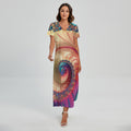 Infinite Fractal Print Short Sleeve Maxi Dress