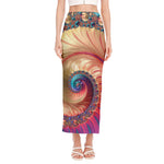 Infinite Fractal Print Side Slit Maxi Skirt