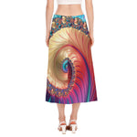 Infinite Fractal Print Side Slit Midi Skirt