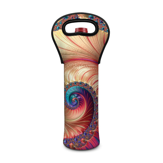 Infinite Fractal Print Single Neoprene Wine Tote