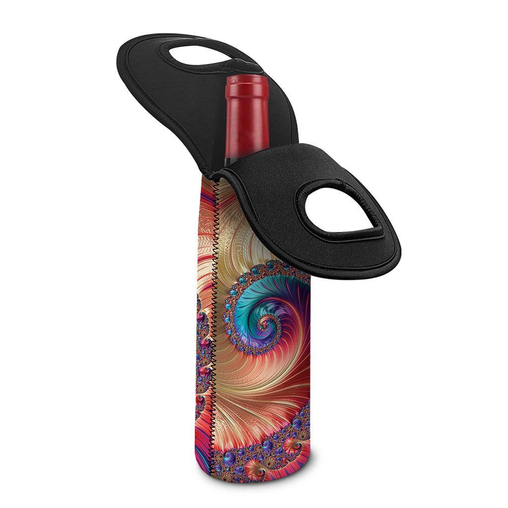 Infinite Fractal Print Single Neoprene Wine Tote