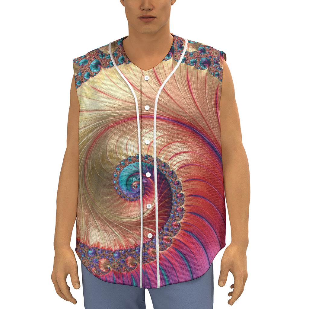 Infinite Fractal Print Sleeveless Baseball Jersey
