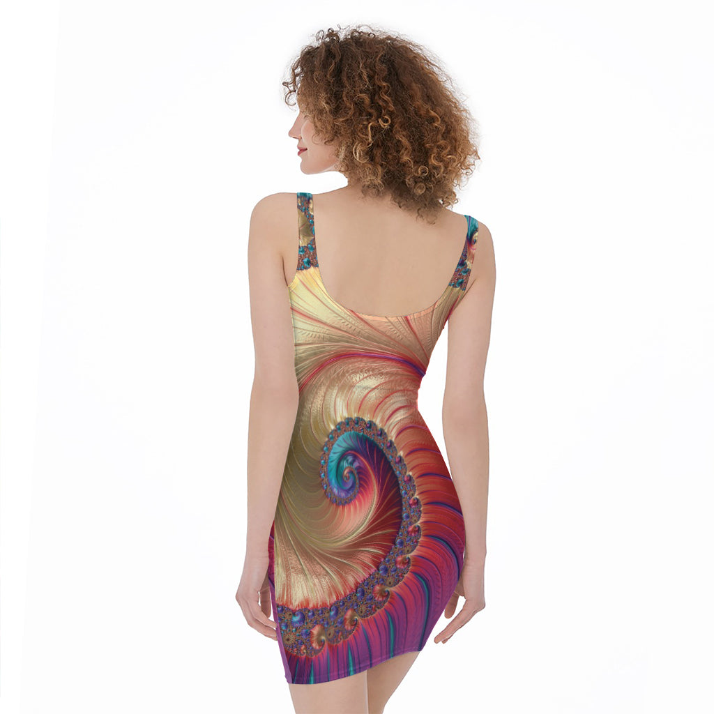 Infinite Fractal Print Sleeveless Bodycon Dress