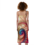 Infinite Fractal Print Slim Fit Midi Cami Dress