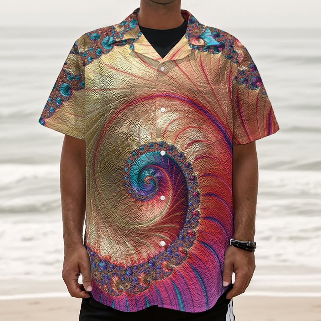 Infinite Fractal Print Textured Short Sleeve Shirt