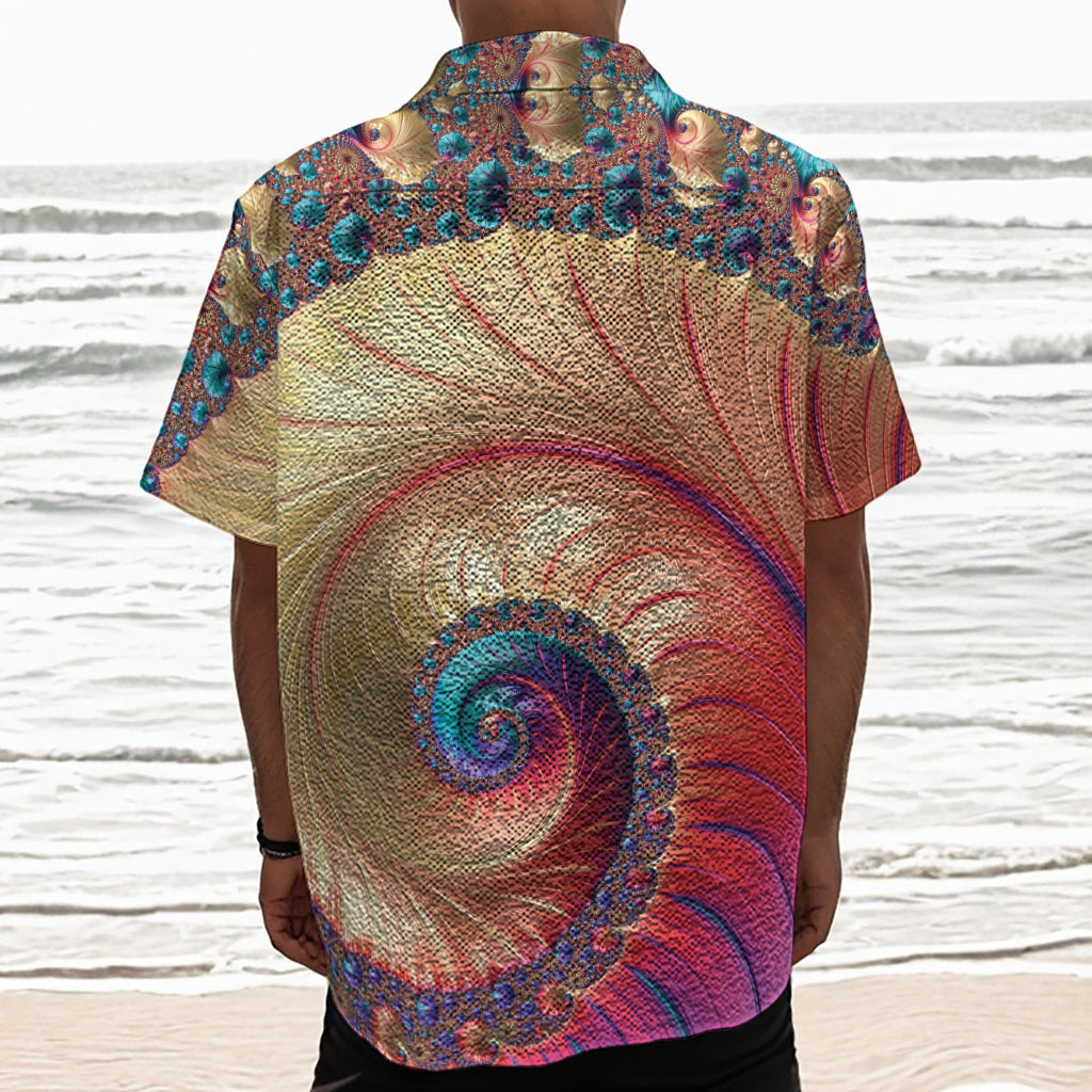 Infinite Fractal Print Textured Short Sleeve Shirt