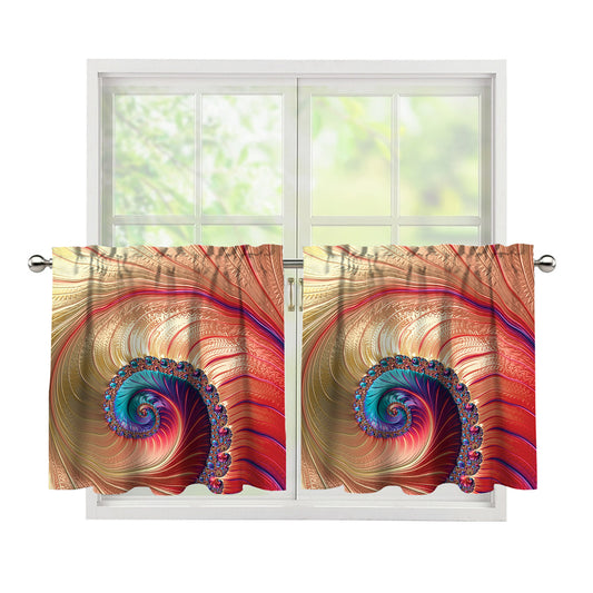 Infinite Fractal Print Tier Curtains