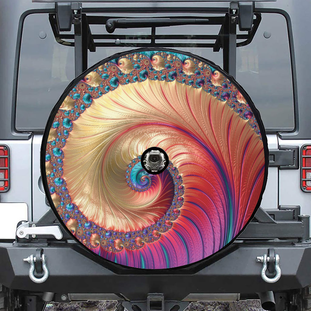 Infinite Fractal Print Tire Cover With Camera Hole