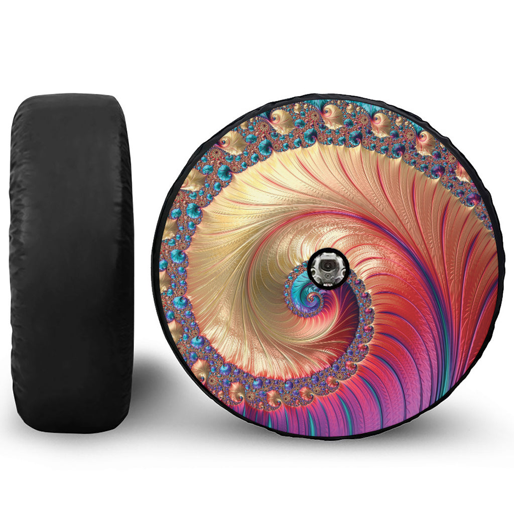 Infinite Fractal Print Tire Cover With Camera Hole
