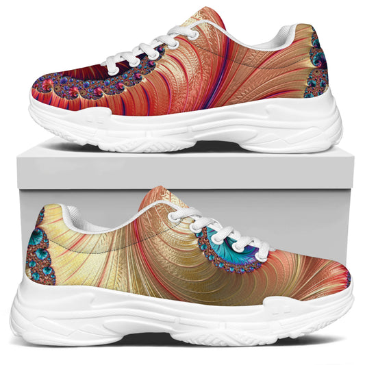 Infinite Fractal Print White Chunky Shoes