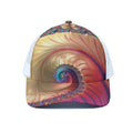 Infinite Fractal Print White Mesh Trucker Hat