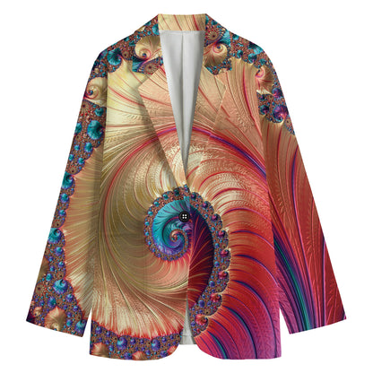 Infinite Fractal Print Women's Cotton Blazer