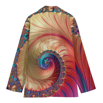 Infinite Fractal Print Women's Cotton Blazer