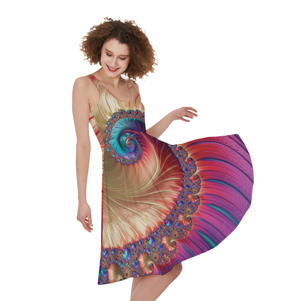 Infinite Fractal Print Women's Sleeveless Dress