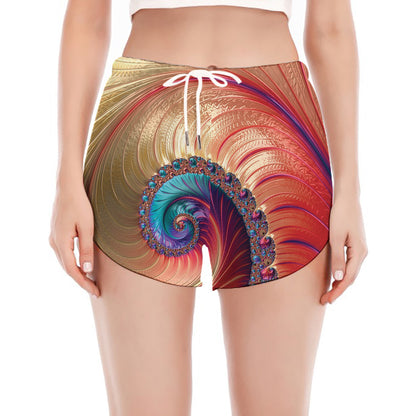 Infinite Fractal Print Women's Split Running Shorts