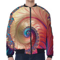 Infinite Fractal Print Zip Sleeve Bomber Jacket