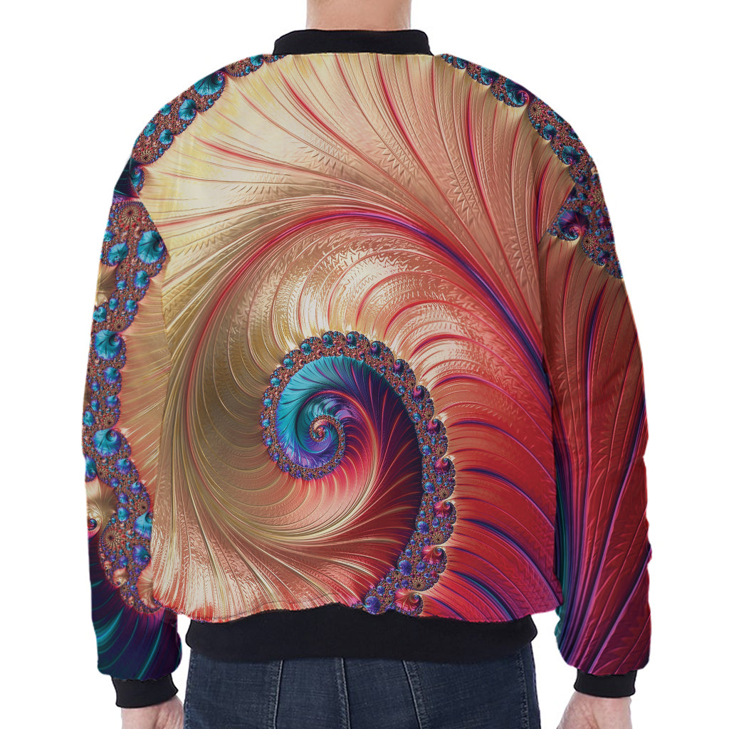 Infinite Fractal Print Zip Sleeve Bomber Jacket