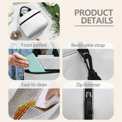 Blue Geometric Triangle Pattern Print Insulated Lunch Bag