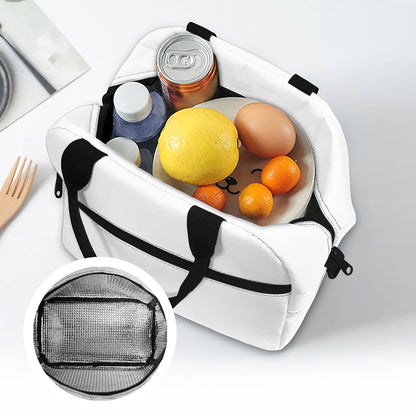 Blue And Black Japanese Pattern Print Insulated Lunch Bag