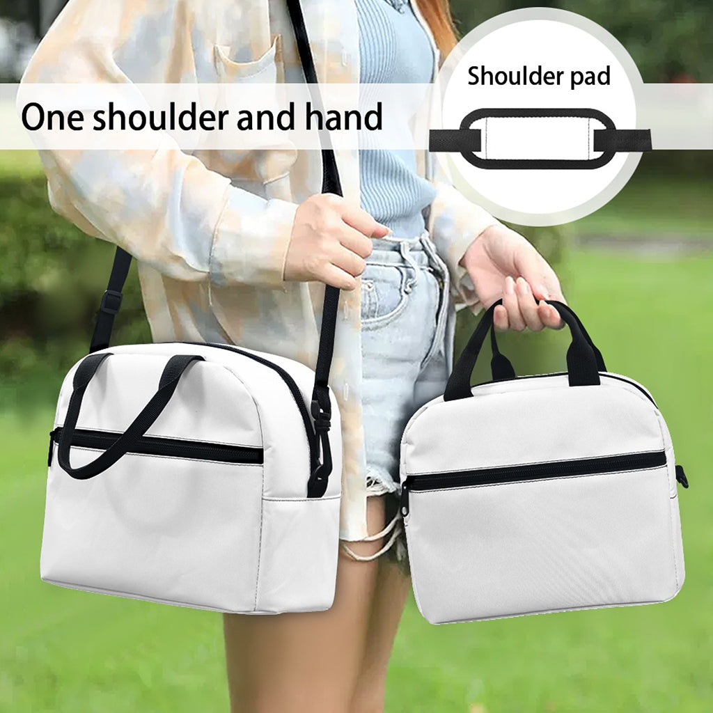 Deep Blue Knitted Pattern Print Insulated Lunch Bag