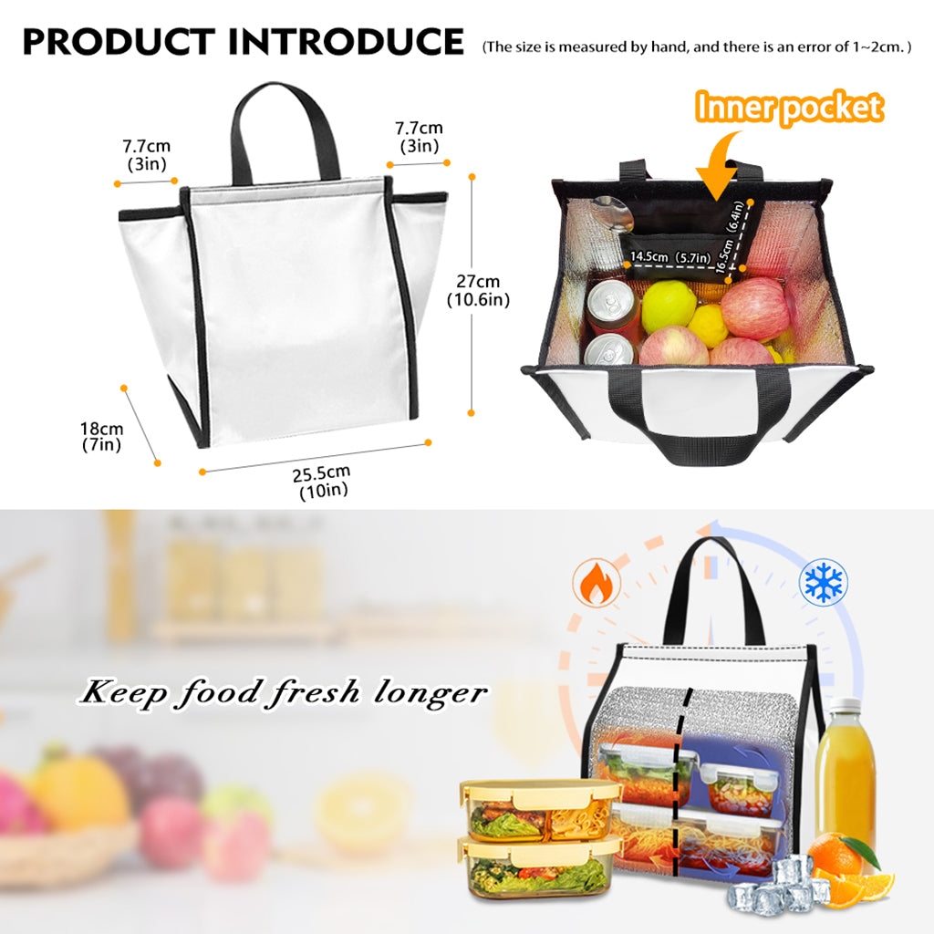 Cartoon Air Balloon Pattern Print Insulated Lunch Tote