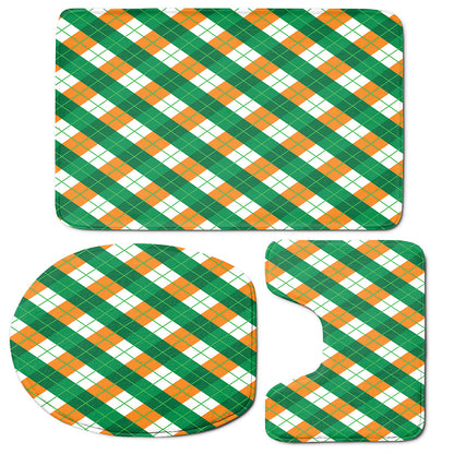 Irish Argyle Pattern Print 3 Piece Bath Mat Set