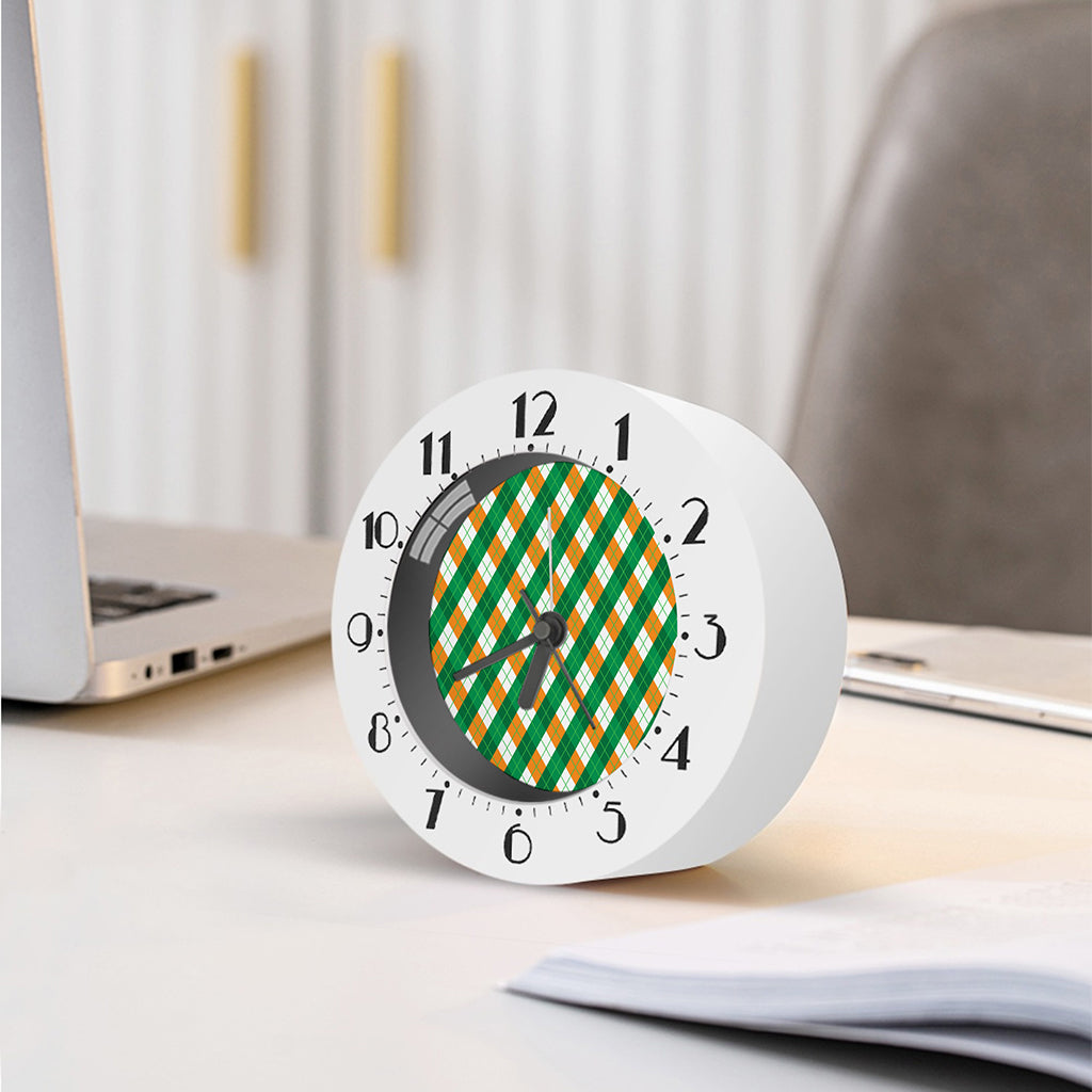 Irish Argyle Pattern Print Alarm Clock