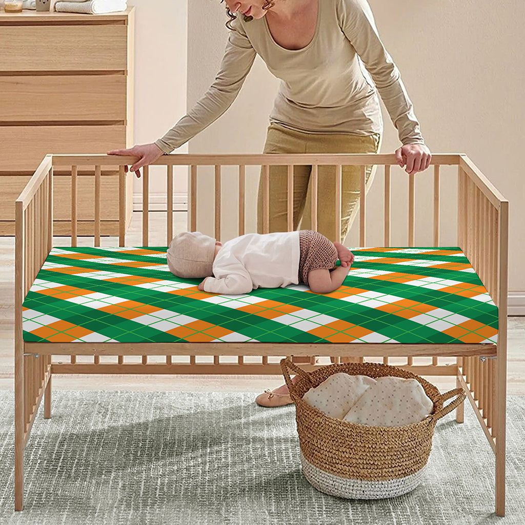 Irish Argyle Pattern Print Baby Crib Sheet