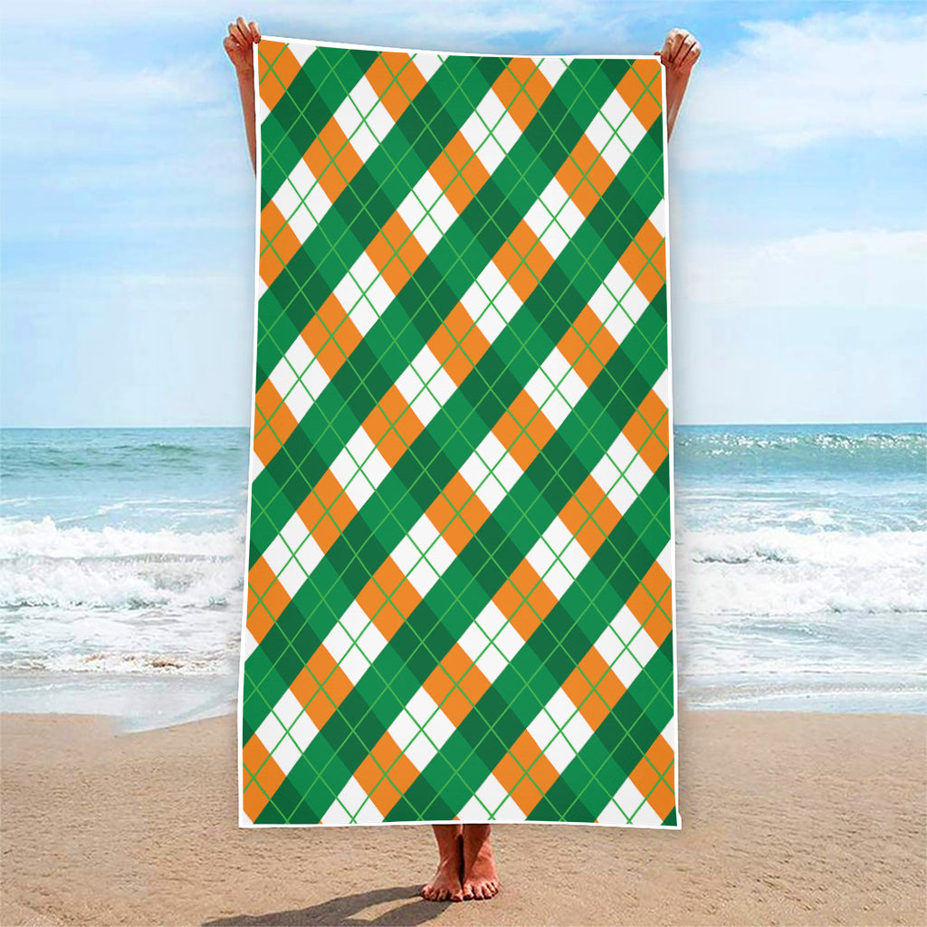 Irish Argyle Pattern Print Beach Towel
