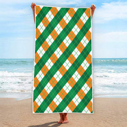 Irish Argyle Pattern Print Beach Towel