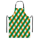 Irish Argyle Pattern Print Bib Apron With Pocket