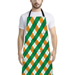 Irish Argyle Pattern Print Bib Apron With Pocket