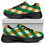 Irish Argyle Pattern Print Black Chunky Shoes