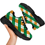 Irish Argyle Pattern Print Black Chunky Shoes
