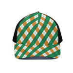 Irish Argyle Pattern Print Black Mesh Trucker Cap