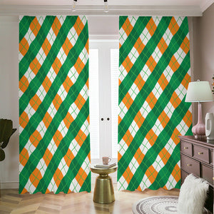 Irish Argyle Pattern Print Blackout Pencil Pleat Curtains