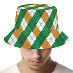 Irish Argyle Pattern Print Bucket Hat