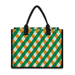 Irish Argyle Pattern Print Canvas Tote Bag
