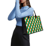 Irish Argyle Pattern Print Canvas Tote Bag