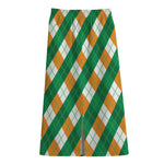 Irish Argyle Pattern Print Cotton Front Slit Maxi Skirt