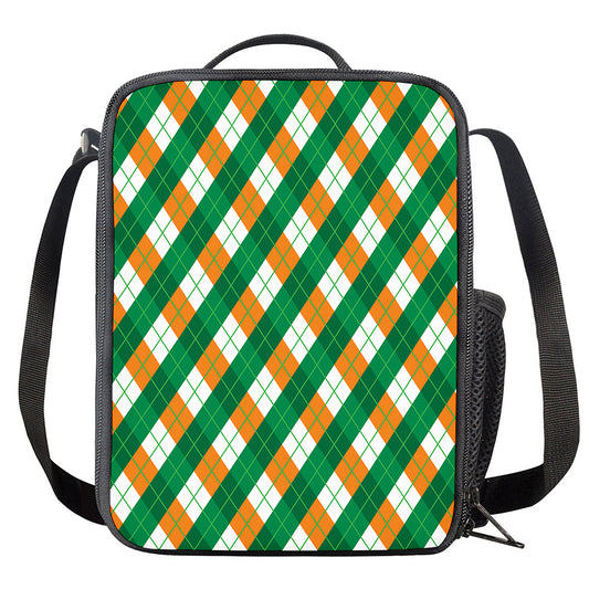 Irish Argyle Pattern Print Crossbody Lunch Bag