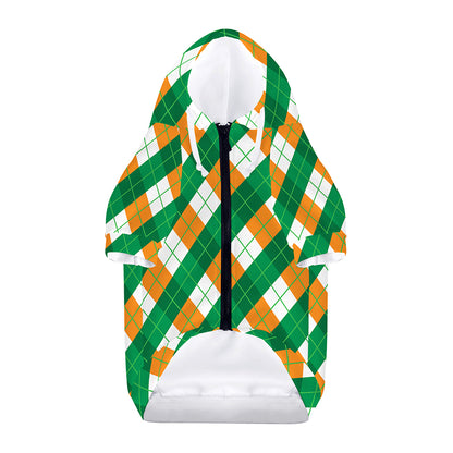Irish Argyle Pattern Print Dog Zip Up Hoodie
