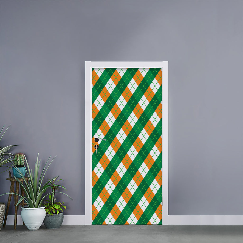 Irish Argyle Pattern Print Door Sticker