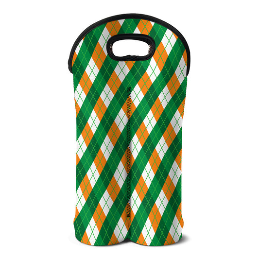 Irish Argyle Pattern Print Double Neoprene Wine Tote