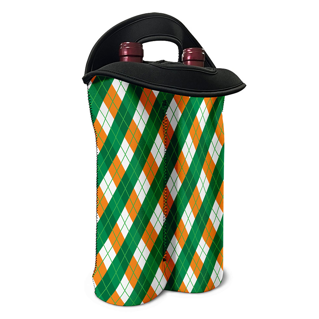 Irish Argyle Pattern Print Double Neoprene Wine Tote