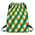 Irish Argyle Pattern Print Drawstring Backpack