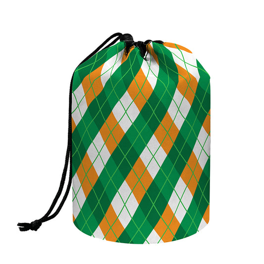 Irish Argyle Pattern Print Drawstring Makeup Bag